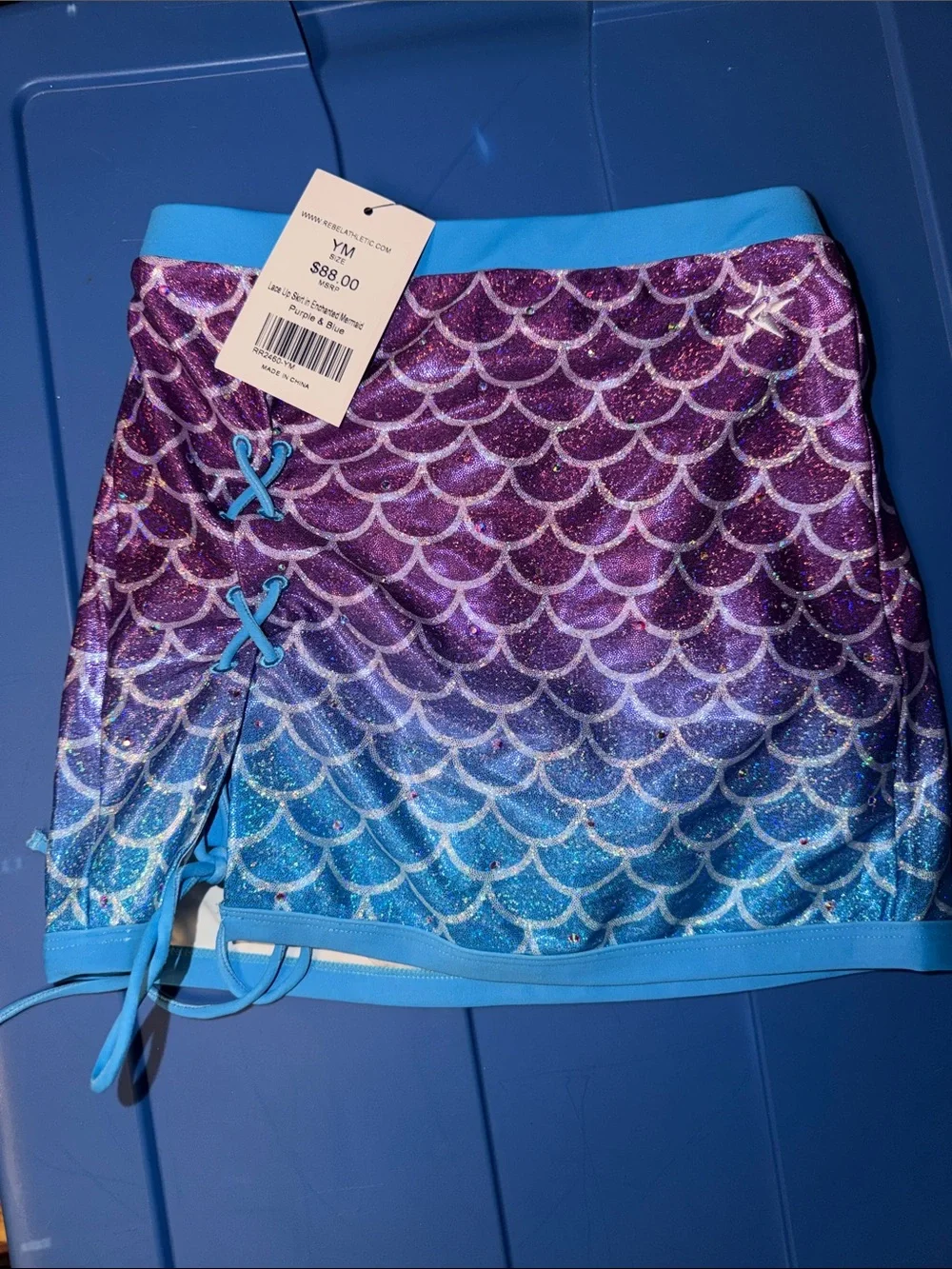 Rebel athletic lace up skirt in enchanted mermaid